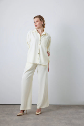 ViscaGold Satin-Effect Shirt - Ecru