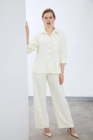 ViscaGold Satin-Effect Shirt - Ecru