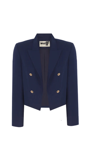 Marino Cropped Double-Breasted Blazer – Navy