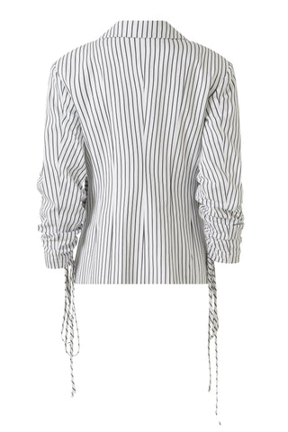 Moyestro Striped Belted Blazer – White