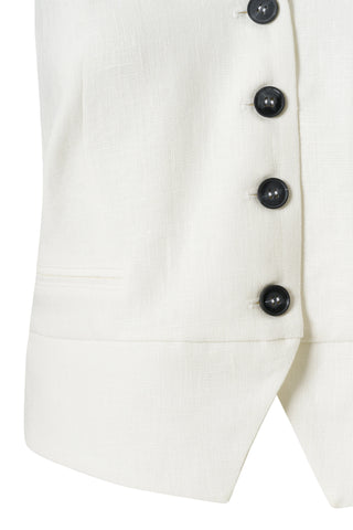 Muna Linen Buttoned Vest – Ivory