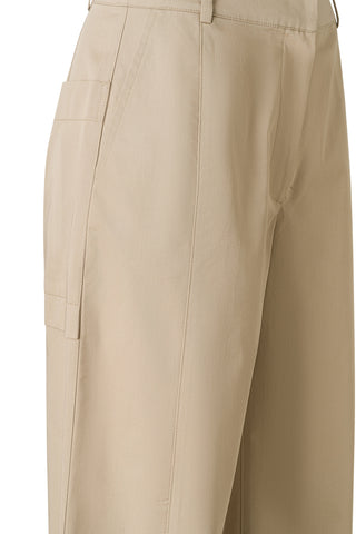 Amelie Cotton Straight-Leg Trousers - Beige