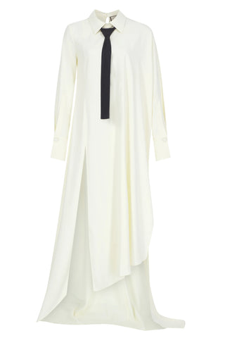 Ecru Asymmetric Shirt Dress
