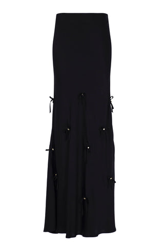 Glamour Viscose Skirt with Bow Appliques - Black