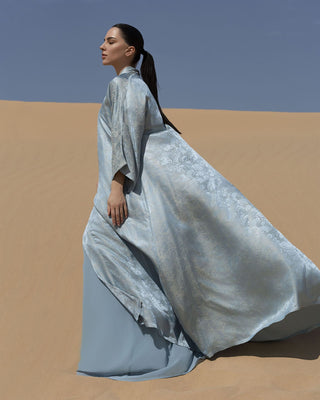 Sky Blue Long Silk Abaya