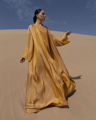 Yellow Gold Long Silk Abaya