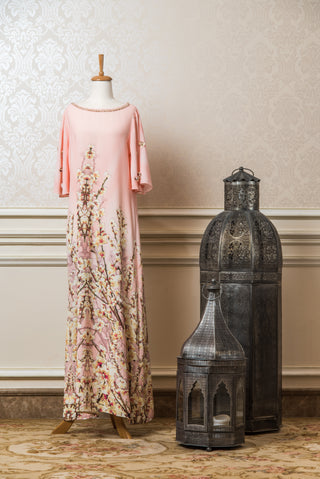Silk Pink Printed Kaftan