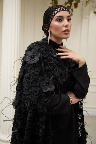 Exclusive Couture Evening Dress with cape  – Black
