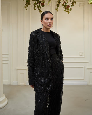 Luxe Embellished Co-Ord Set – Black