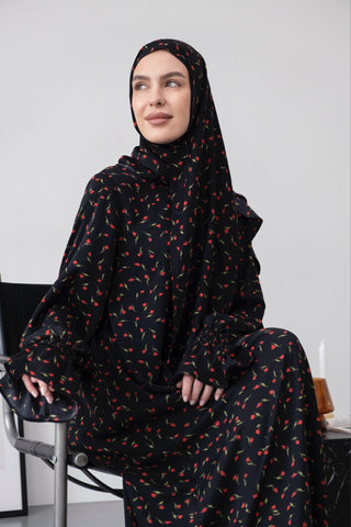 Floral Prayer Dress with Matching Scarf