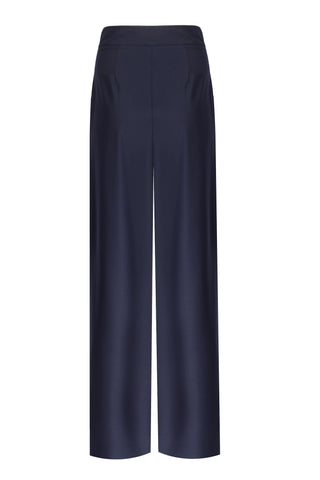 Vesper High-Waist Pleated Trousers – Navy