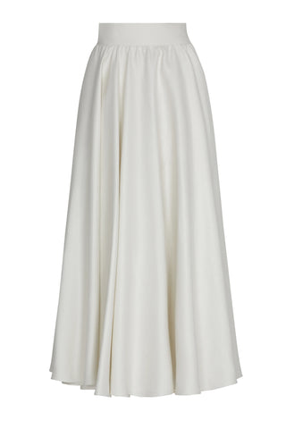 Pure Linen White Midi Skirt with Draped Silhouette