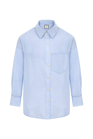 Lumina Striped Cotton Shirt - Light Blue