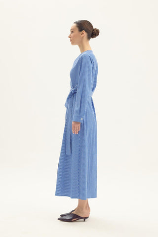 Abrienda Embroidered Striped Dress - Blue