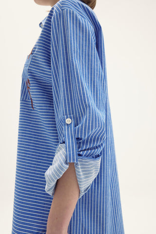 Abrienda Blouse and Trousers Blue Striped Set