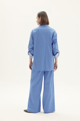 Abrienda Blouse and Trousers Blue Striped Set