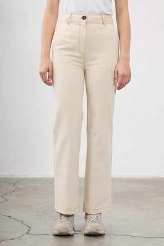 Ada Straight-Leg Trousers – Beige