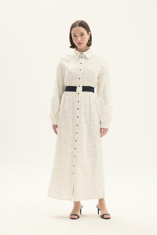 Alpina Broderie White Dress with Belt