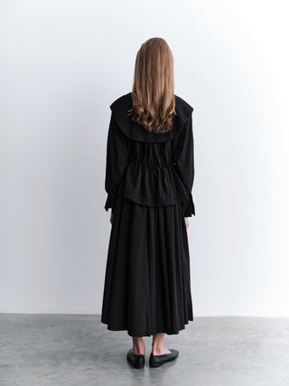 Drawstring-Waist Short Rain Jacket – Black