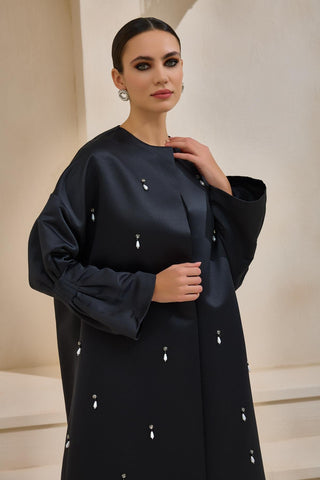 Bella Satin Abaya – Black