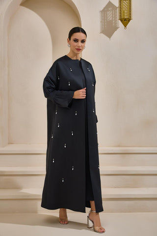 Bella Satin Abaya – Black