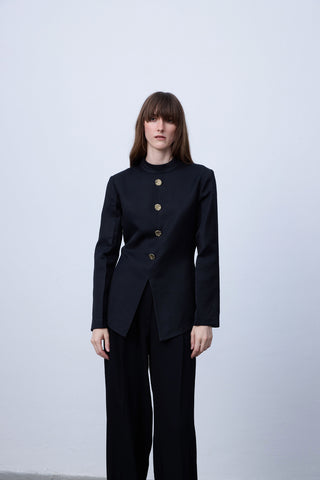 Blouse With Golden Button Detailing - Black