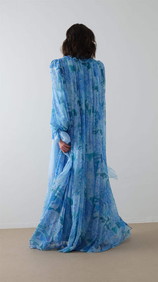 Floral Patterned Pants Set - Blue