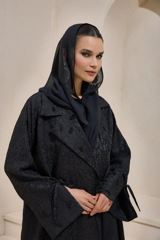 Classic Brocade Abaya – Black