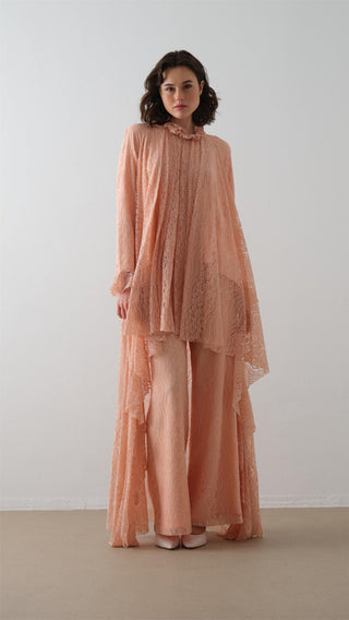 Lace Detailed Pants Set - Salmon