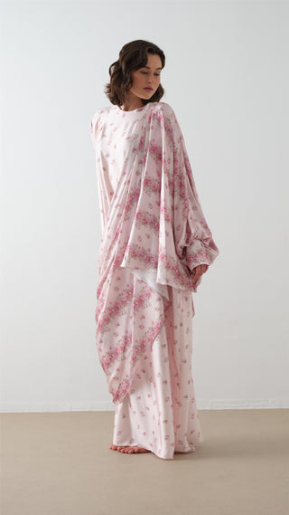 Patterned Kaftan Dress in Powder Pink
