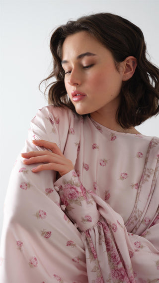 Patterned Kaftan Dress in Powder Pink