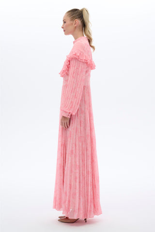 Pink Cape Detail Maxi Dress