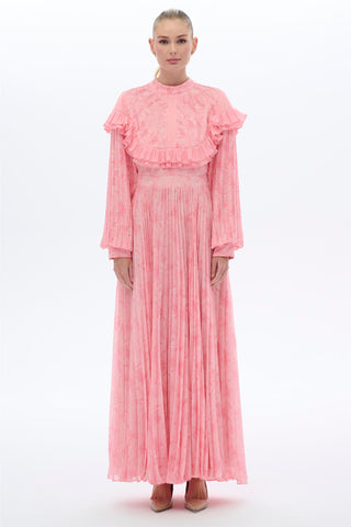 Pink Cape Detail Maxi Dress