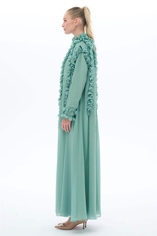 Pleated Ruffle Maxi Dress – Green