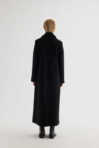 Double-Breasted Maxi Coat – Black