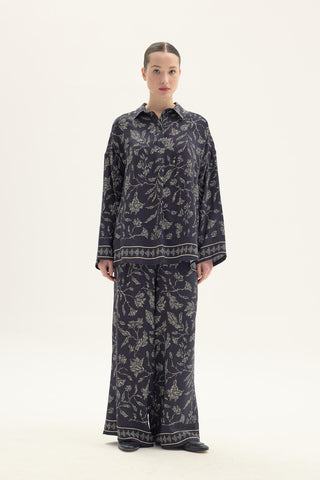 Elio Viscose Pants and Blouse Set - Floral