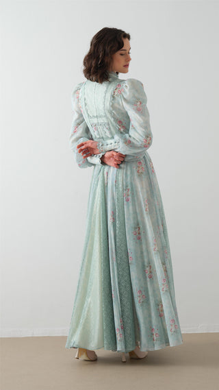 Lace-Panel Maxi Dress – Mint