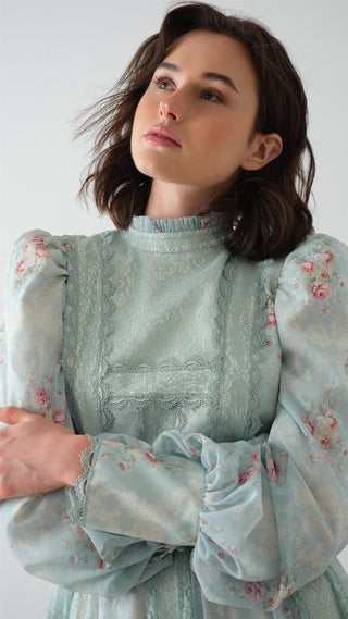 Lace-Panel Maxi Dress – Mint