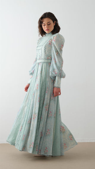 Lace-Panel Maxi Dress – Mint