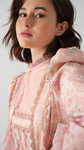 Lace-Panel Maxi Dress – Salmon