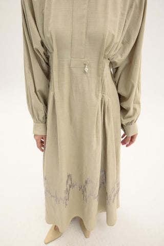 Fausta Sequin Embroidered Dress – Beige