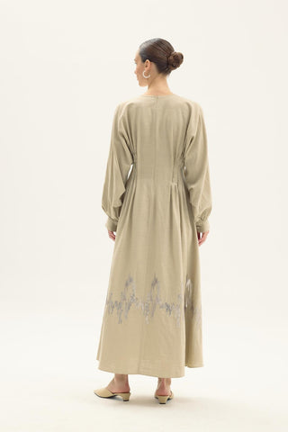 Fausta Sequin Embroidered Dress – Beige