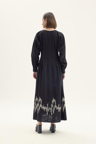 Fausta Sequin Embroidered Dress – Black