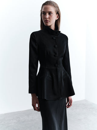 Fit Form Buttoned Floating Blazer - Black