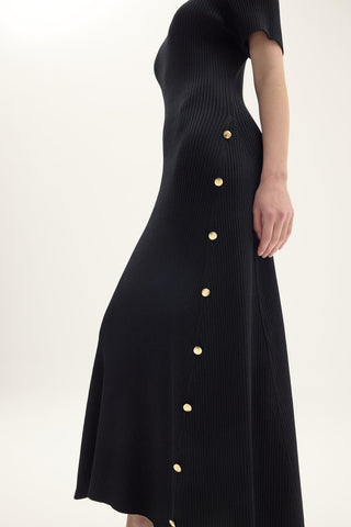 Frida Short Sleeve Black Knit Maxi Dress