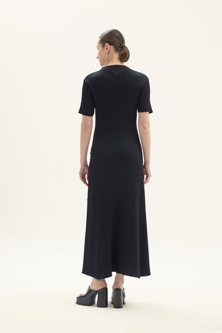 Frida Short Sleeve Black Knit Maxi Dress