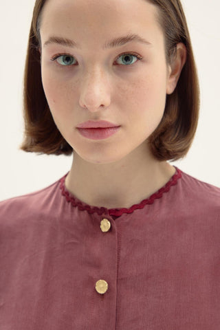 Ginny Silk Pant Set with Piping Detail – Bordeaux