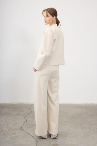 Grace Co-Ord Set with Gold-Button Jacket – Beige