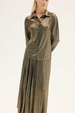 Juana Pleated Midi Skirt – Gold