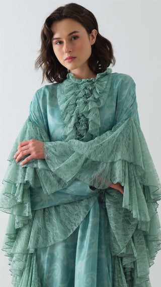 Lace Ruffle Kaftan Dress – Mint